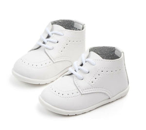 Baby Boy White Black Wedding Formal Party Synthetic leather Rubber Bottom Shoes White
