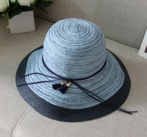 Women Lady Retro Chic Summer Brim Beach Travel Straw Sun bucket Panama Hat Cap