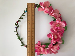 Women Flower Girl Boho Party Wedding Beach Pink Crown hair headband Garland