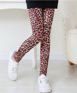 Kids Girls children Leopard Or Rainbow Stripe Stretch Leggings Pants 5-9 years