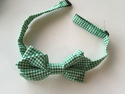 Cute Boys Kid Children baby Party Pre-tied Cotton Wedding bow tie Necktie bowtie Triangle Green Check