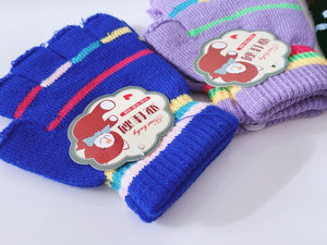 Girls Boys Kids Party Warm Knit Half Fingerless Ski Dance SHORT Gloves Mittens