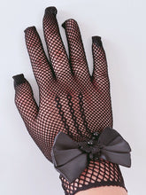 Women Ball Party Fancy Function Wedding Net Bow Short Black Red White Gloves