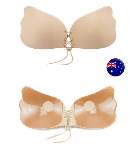 Women Strapless Self adhesive tie up Lift Push Up Bride dress Wedding Party Bra