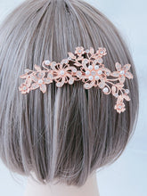 Women French Styling Evening Party Bride Rose Gold Crystal Hair comb Clip Pin