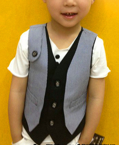 Boys Children Kids Cool Handsome Casual formal Spring Suits check Vest 1-7yrs
