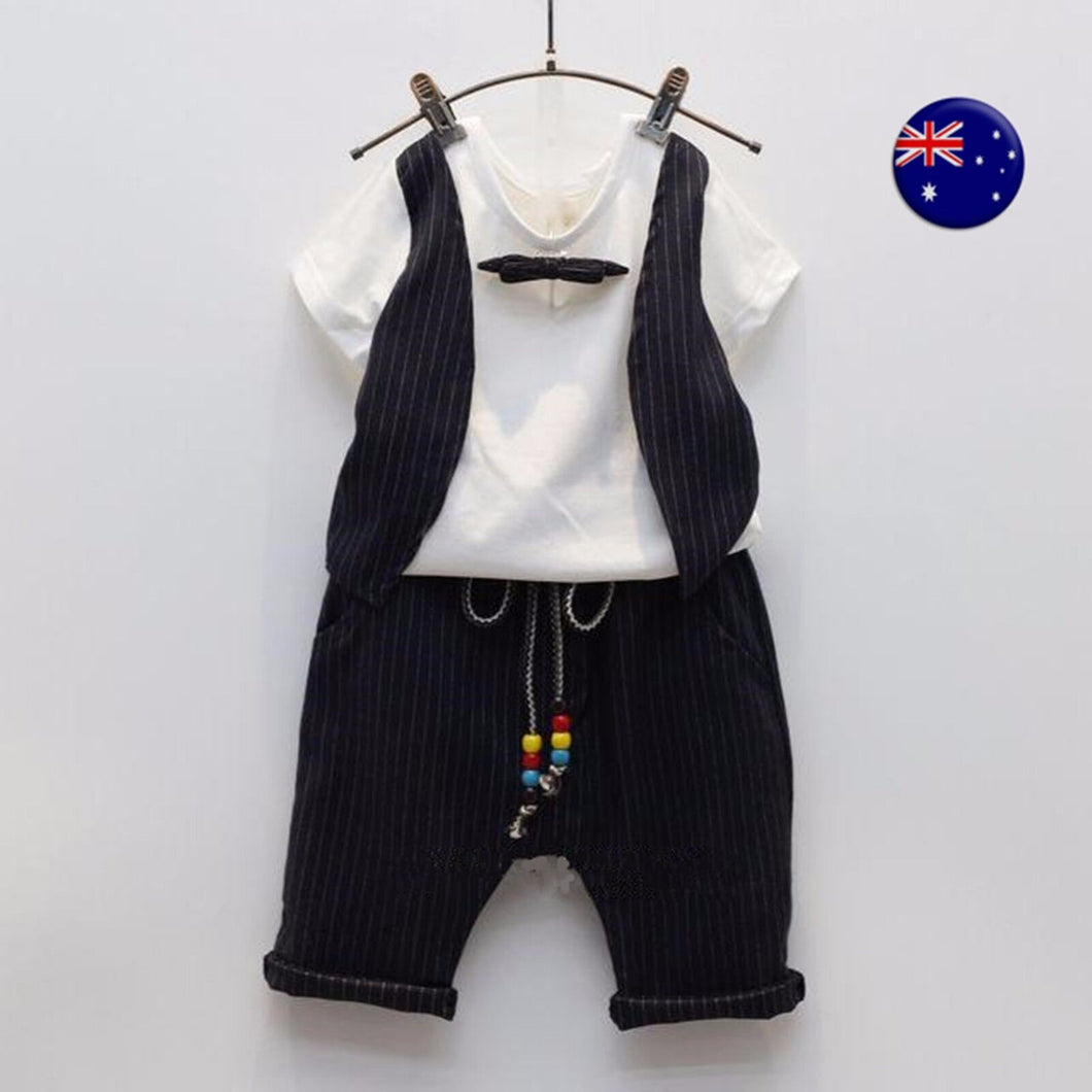 Boys children Kids Fake Vest t-shirt Pants Pageboy Party outfits suits  2pcs set