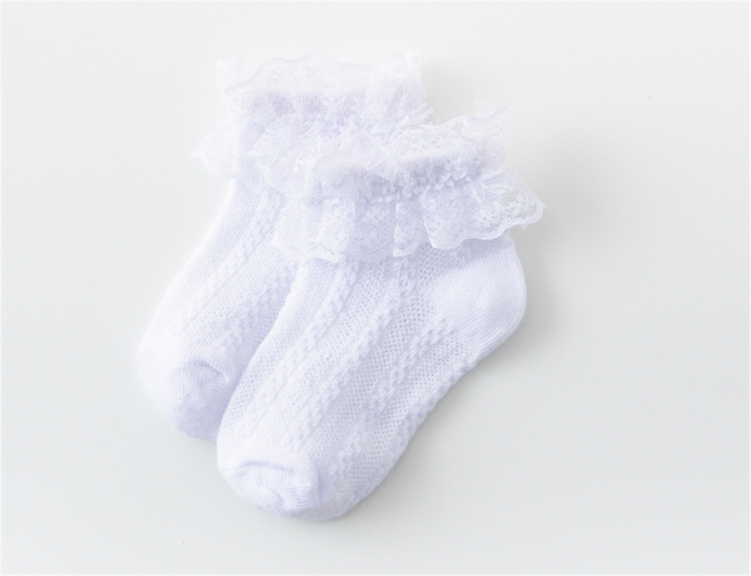 Kids Children baby Girls Summer Lace Frilly Ruffle Formal Dress short Socks 0-9y