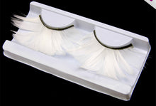 Dramatic Costume Volumed Feather Party Fake False Eyelashes White feather
