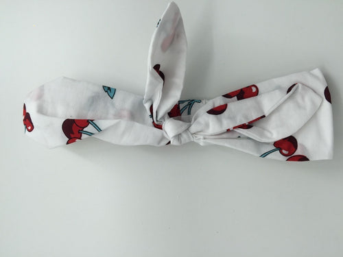 Girl Baby Kids CHERRY Fruit Print retro Bow Cotton Party Hair band Headband White Cherry Headband