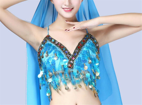 Women Mermaid Party Belly Dance Shine Sequins Camisole Singlet Tank Bandeau Tops