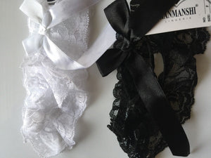 NEW Women Black White Hen's night Party Bride Wedding Lace Garter Suspender Belt