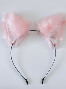 Women Children Fluffy Fur Cat Kitty fox animal Costume Ear Party Hair head band Light Pink Fur Fluffy Ear Headband