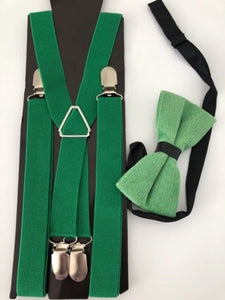 AU Adult Men Women Party Pants Braces Suspender Clip Belt Bowtie bow tie Set St.Patricks day Green brace suspender+bowtie