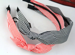 Women lady Girls Retro 70' 80' Sweet Stripe bow Wide hair headband Hoop Band
