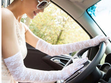 Women Wedding Bridal Party Prom Evening Drive protect Lace Elbow Long Gloves WHITE