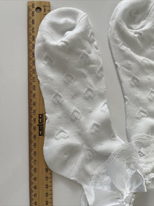 Lady Girl White Frilly Bow Ruffle School formal Dress Lace trim short Socks