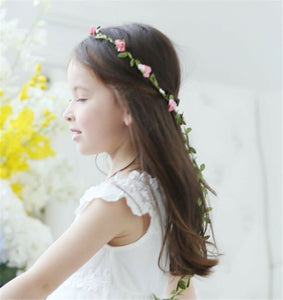 Girl Children Boho Fairy Blossom Flower Leaf hair headband Tiara Garland Wreath