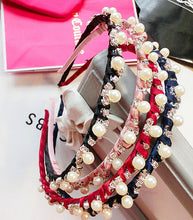 Women Girls Retro Pearl Bride Crystal Bling princess party hair head band Hoop