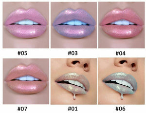 Metallic Shiny Glitter Holographic Mermaid Lip Gloss Liquid Lip stick Makeup