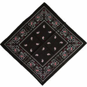 Women Men Retro Hip hop Cotton biker dance Paisley Bandana Hair Headband Wrap NEW BLACKBASE RED FLOWER