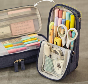AU Foldable Large Capacity Smart Organise well Pen Stationery Pencil Case Bag
