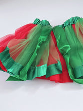 Girls Kid Green Red Christmas Tutu Lace Tulle Petti Ballet Costume skirt 3-12