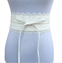 Women Lady Crochet Lace Retro Bowknot Trim Elegant Dress Party Waist Belt Band