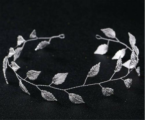 Women wedding Silver Color leaf Bride slim simple wire Hair Head band Hairpiece