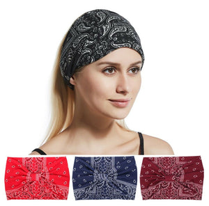 Women Lady Yoga boho Retro Party Paisley Wide Elastic Headband Hair Band Bandana