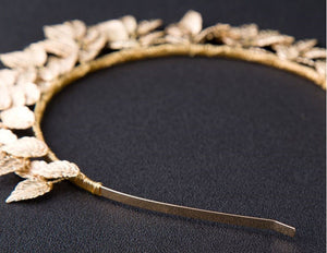 Women Girl Bride Metallic Gold Silver Leaf party hair head band Hoop Crown tiara