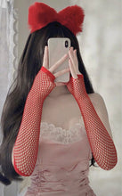 Women Girl Long Fingerless Net Fishnet Mesh Wrist Arm Dance disco Party Gloves