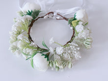 Newborn Baby Girl kid Party White Flower Rose Halo Hair Tiara headband Garland
