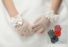 Flower Girls Ball Dance Party Fancy Wedding Net Bow Short Black Red White Gloves