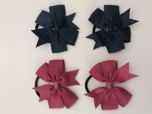 2x Girl Grosgrain School Ribbon Bow Hair Ponytail Tie Up Elastic band scrunchies