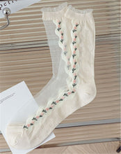 Women Retro Fancy Ankle Tulip Flower Transparent Summer lace Short Dress Socks