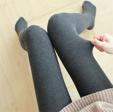 Women Winter Fleece Stripe thermal Plush Warm Thick Pantyhose Stockings Tights