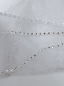 Women White Ivory Bride Head Hair Crystal Trim lace Tulle Wedding Veil COMB