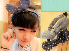 Women Lady Girls Denim Star Dots blue Wire Bunny Bow Party Headband Hair band