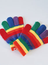 Kids Boys Girls Children Rainbow Colorful Knit Mitten SHORT Gloves 4-12 Years