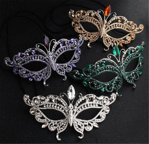 Women Metallic Crystal VENETIAN Masquerade Halloween Fancy Ball Face Eye Mask