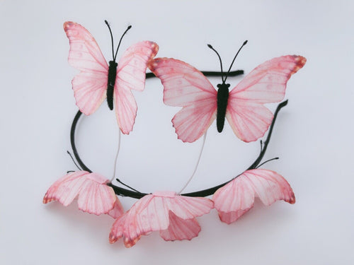 Women Girl Fairy Butterfly Woodland Party hair head band headband Garland Hoop Pink Butterfly Headband