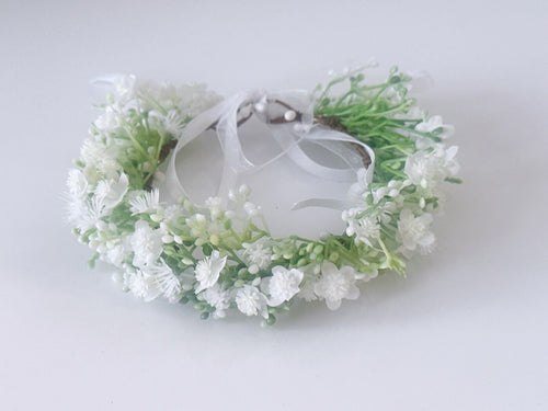 Newborn Baby Girl Party White Flower Halo Garden Tiara hair headband Garland