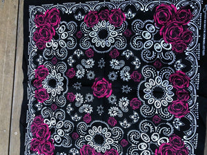 Women Lady Girl Retro Rose Flower Freedom Cotton Bandana Hair Headband Wrap