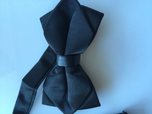 NEW MAN Party Pre-tied Triangle Formal Wedding Function bow tie Necktie bowtie Solid Black