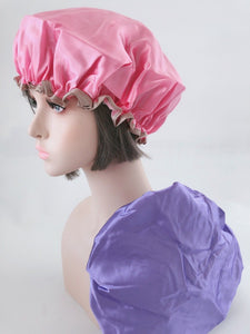 Women Lady Frilly Satin Hair Wrap Waterproof Bath Head Shower Cap Hat Cover