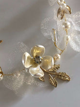 Women Girl slim simple gold leaf wire Pearl lace Hair Head band Hairpiece Tiara - Elegant Tiara for Weddings & Events