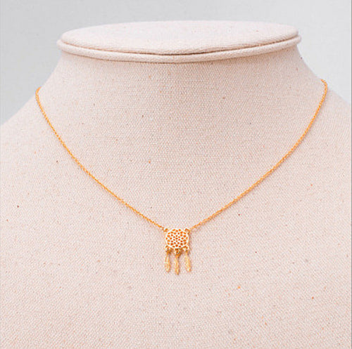 Women Lady Girls mini small gold/silver Dream Catcher short Necklace Gift her