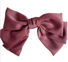 Women Girl 3 Layers Satin Silky Feel Ribbon Big Bow Hair Head Barrette Clip