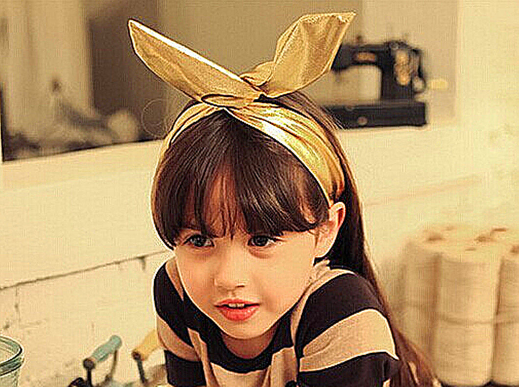 Women Girls Leather Metallic Look Punk ROCK bunny ear wire Party Hair head band